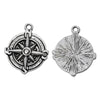 P309 - 10 pcs. Antique Silver Compass Navigational Charms Pendants - 21mm x 17mm