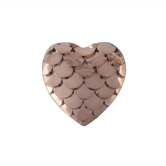 CA309 - 10 pcs Mermaid Fish Scales Resin Carved Embellishment Cabochons - Rosewood Pink Multicolor - 12mm - Heart