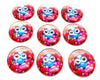 CA1030 - 5 pcs Circle Owl Glass Round Dome Seals Tiles Cabochons - 25mm (1 inch) - Pink
