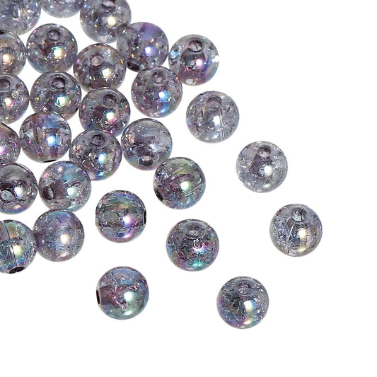 BD371 - 200 pcs Multicolor Crackle Bubble Gum Ball Beads, Acrylic, 8mm - Hole Size: 1.8mm
