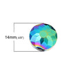 BD422 - 20 pcs Glass Rondelle Faceted Round Flat Beads - 14mm - Rainbow - Iridescent Multicolor - Hole Size: 1.4mm