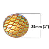 CA481 - 5 pcs Mermaid Fish Scales Resin Carved Embellishment Cabochons Orange - 25mm (1 in)