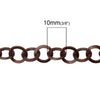 N125 - 2M (6.56 Ft) - Antique Copper Rolo Chain - 10mm (3/8") Links - Open Link Chain