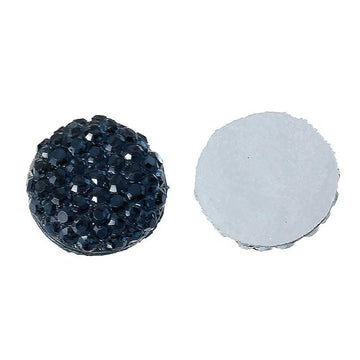 CA034A - 10 pcs Resin Embellishment Cabochons Druzy Dark Navy Blue Black Pave Round - 12mm (1/2 in)