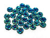 CA172 - 10 pcs Druzy Resin Embellishment Cabochons Blue Multicolor - 12mm - Circle - Metallic Flower Design