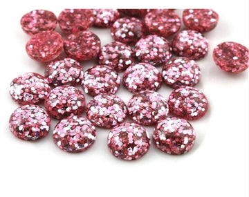 CA230 - 10 pcs Druzy Resin Embellishment Cabochons - 12mm (1/2 in) - Glitter Style - Light Pink - Solid