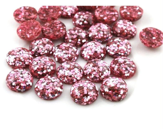 CA230 - 10 pcs Druzy Resin Embellishment Cabochons - 12mm (1/2 in) - Glitter Style - Light Pink - Solid
