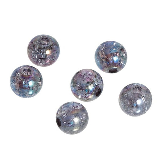 BD371 - 200 pcs Multicolor Crackle Bubble Gum Ball Beads, Acrylic, 8mm - Hole Size: 1.8mm