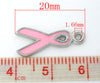 P802 - 20pcs. Silver Tone Pink Enamel Breast Cancer Awareness Ribbon Charms Pendants - 20x9mm