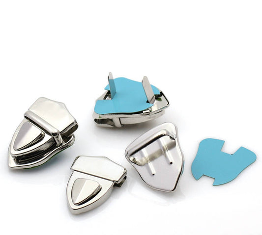 CL151 - 10 Sets - Silver Tone Metal Purse Handbag Closure Snap Clasps - 4.1cm x 3cm (1 5/8" x 1 1/8") - 41mm x 30mm