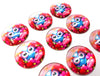 CA1030 - 5 pcs Circle Owl Glass Round Dome Seals Tiles Cabochons - 25mm (1 inch) - Pink