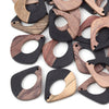 P1063 - 4 pcs. Black Resin and Wood Teardrop Flat Pendant - 33mm x 28mm - (1.3" x 1.1") - MEDIUM - Great for Earrings and Necklaces!