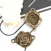 P145 - 10 pcs. Antique Bronze Rose Flower 3D Connectors - 27mm x 20mm