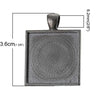 P511 - 10 pcs. Gunmetal Pendant Square Posts Frame Settings Bezels Cabochons Tags Trays - 25mm Glue Pad Setting (1 inch) - 36x28mm