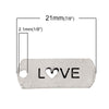 P360 - 10 pcs. Antique Silver "Love" Rectangle Charms Pendants - 21mm X 8mm