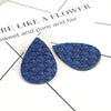 P024 - 10 pcs. Blue Faux Leather Dangle Charms Pendants - Teardrop Weave - 56mm (2.2") - Great for Light Earrings or Dangles! Double-Sided