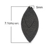 P162 - 10 pcs. Black Faux Leather Dangle Charms Pendants - Leaf - Triple Layer - 71mm (2.8") - Great for Light Earrings or Dangles!