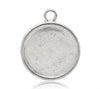 P663 - 10 pcs. Antique Silver Circle Round Bezel Cabochon Pendant Tags Trays - 30mm Glue Pad Setting Housing Cups - Double Sided
