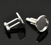 CU043 - Lot of 10 Silver Plated Cuff Links (5 pairs) - 16mm Glue Pad Bezel Setting