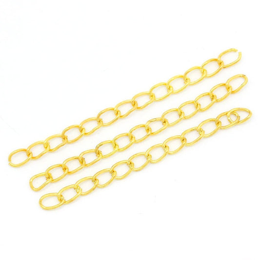 N134 - 100 pcs. - Gold Plated Extender Extension Chain Links Tails - 2 inch each - 50x3mm