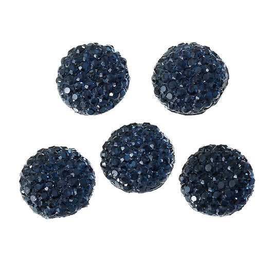 CA034A - 10 pcs Resin Embellishment Cabochons Druzy Dark Navy Blue Black Pave Round - 12mm (1/2 in)