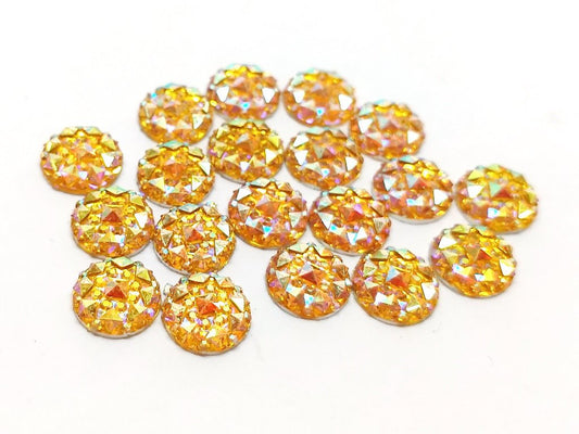 CA173 - 10 pcs Druzy Resin Embellishment Cabochons Yellow Multicolor - 10mm - Shimmer Style