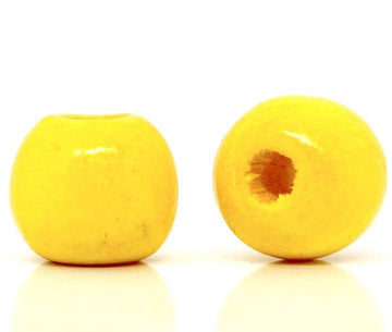 BD314 - 200 pcs Yellow Wooden Wood Round Spacer Beads - 10x9mm