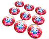 CA1030 - 5 pcs Circle Owl Glass Round Dome Seals Tiles Cabochons - 25mm (1 inch) - Pink