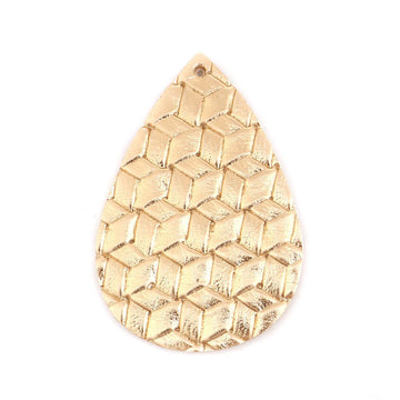 10 pcs. Gold Faux Leather Dangle Charms Pendants - Teardrop Weave - 56mm (2.2") - Great for Light Earrings or Dangles! Double-Sided