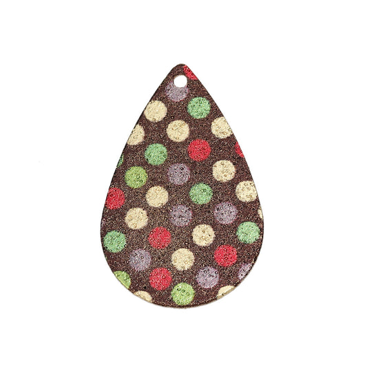 P966 - 10 pcs Gold Plated Multicolor Teardrop Metal Enamel Dangle Charms Pendants - 28mm x 18mm - 1.1" - Dots - Sparkledust - For Earrings