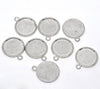 P663 - 10 pcs. Antique Silver Circle Round Bezel Cabochon Pendant Tags Trays - 30mm Glue Pad Setting Housing Cups - Double Sided