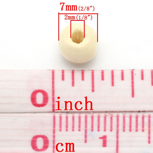 BD423 - 1000 pcs Natural Wooden Round Spacer Beads - 7x6mm