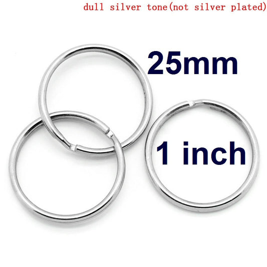 J178 - 50 pcs. Silver Tone Split Rings Key Rings - 25mm (1 inch)