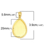 P146 - 5 pcs. Gold Plated Teardrop Bezel Cabochon Pendant Tags Trays - 25mm x 18mm Glue Pad - 25x18mm - 18x15mm