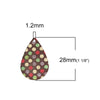 P966 - 10 pcs Gold Plated Multicolor Teardrop Metal Enamel Dangle Charms Pendants - 28mm x 18mm - 1.1" - Dots - Sparkledust - For Earrings
