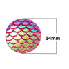CA414 - 10 pcs Mermaid Fish Scales Resin Carved Embellishment Cabochons Pink Red Multicolor AB - 14mm (0.55 in)