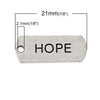 P320A - 30 pcs. Antique Silver "Hope" Rectangle Charms Pendants - 21mm X 8mm