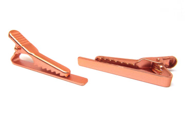 TC004B - 10 pcs Copper Plated Tie Bars/Clips - 40x5mm Glue Pad