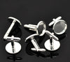CU043 - Lot of 10 Silver Plated Cuff Links (5 pairs) - 16mm Glue Pad Bezel Setting