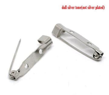 A014 - 100 pcs Silver Tone Broocher Brooch Backs Bars - Safety Pins Brooches - 31mm x 6mm (1.2" x 0.24") - Safety Holder
