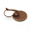 E781 - 10 pcs. Antique Copper Earring Clips Settings Lever Back Bezels Cabochons - 16mm Glue Pad Setting