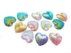 CA568 - 40 pcs Assortment of Iridescent Mermaid Fish Scales Resin Carved Embellishment Cabochons - 25mm (1") - Heart