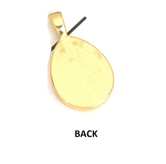 P146 - 5 pcs. Gold Plated Teardrop Bezel Cabochon Pendant Tags Trays - 25mm x 18mm Glue Pad - 25x18mm - 18x15mm