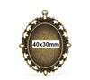 P772 - 5 pcs. Antique Bronze Oval Pendant Picture Photo Frame Bezel Setting Pendants Charms - Fits 40mm x 30mm Cabochons / Cameos - 40x30mm - 30x40