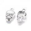 P186 - 50 pcs. Antique Silver Skull Charms Pendants - 16mm x 10mm - Hole Size: 2mm