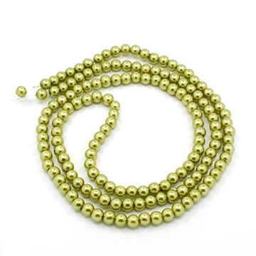 BD079 - 6mm Apple Green Glass Pearl Imitation Round Beads - 32 inch strand - Approx. 140 pcs per strand - Hole Size: 1mm