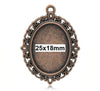 P129 - 10 pcs. Antique Copper Oval Pendant Picture Photo Frame Bezel Setting Pendants Charms - 25mm x 18mm Glue Pad for Cabochons - 25x18mm