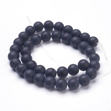 BD238 - 50 Beads - 8mm Black Frosted Round Beads - 15" strand - Approx 50 beads per strand - Hole Size: 1.3mm - Matte