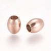 BD389 - 5 pcs. - Stainless Steel Rose Gold Plated Oval Barrel Spacer Beads - 7mm x 6mm - Hole Size: 3mm - Tarnish Resistant