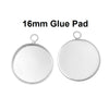 P482 - 10 pcs. Silver Plated Pendant Circle Posts Settings Bezels Trays Cabochons - 16mm Glue Pad Setting - Parallel Loop